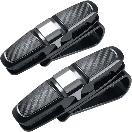 2 Pack Glasses Holders For Car Sun Visor, Sunglasses Eyeglasses Mount With Ticket Card Clip - Black
