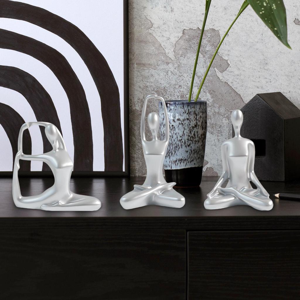 3Pcs Yoga Women Statue Yoga Figures Modern Creative Yoga Figurine Sculpture for Yoga Studio Desk Indoor Dining Room Decoration