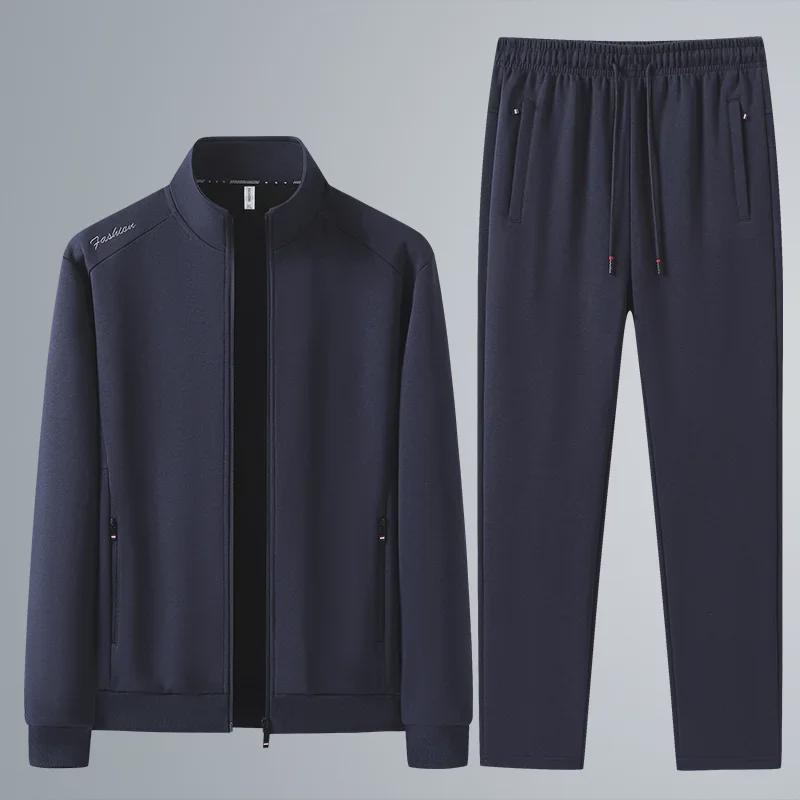 Мужской спортивный костюм из хлопка больших размеров: Комплект из дышащего свитера и спортивных штанов (L-8XL)