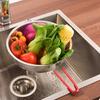 Space Saving Hanging Basket Stainless Steel Rice Washing Basket, Red Handle Fine Kitchen Drain Mesh Strainer, Heat-Insulating Colander for Fruit