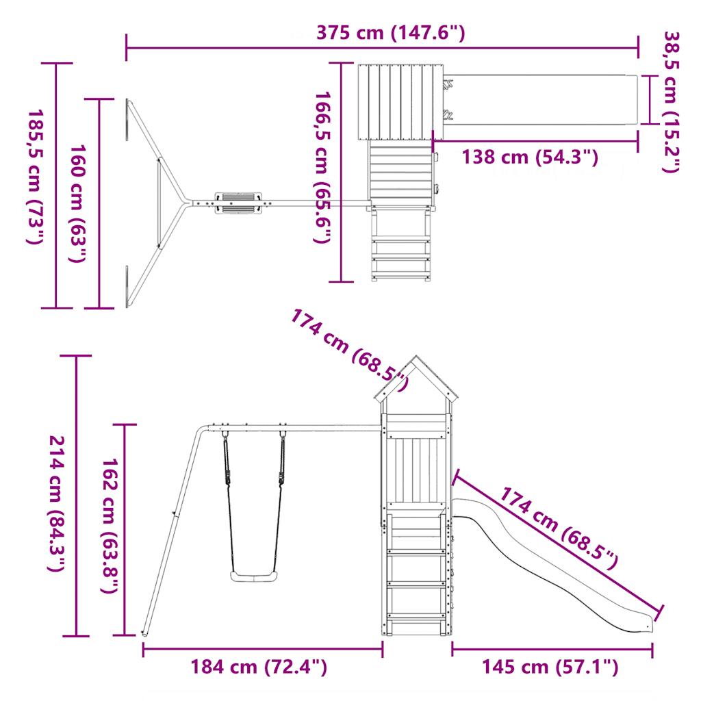 Solid Wood Play Tower Douglas Fir