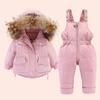 Children Down Coat Jacket+jumpsuit Kids Toddler Girl Boy Clothes Down 2pcs Winter Outfit Suit Warm Baby Overalls Clothing Sets