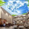 3d Ceiling Mural Blue Sky White Clouds Wallpaper Birds Green Trees Wallpaper Living Room Home Decor