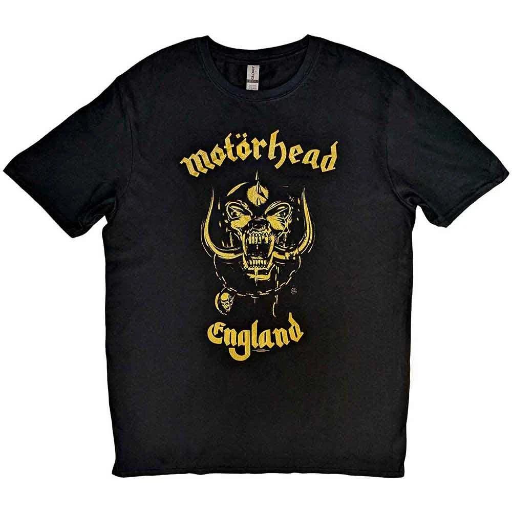 Motorhead England Classic Gold T-Shirt Black New