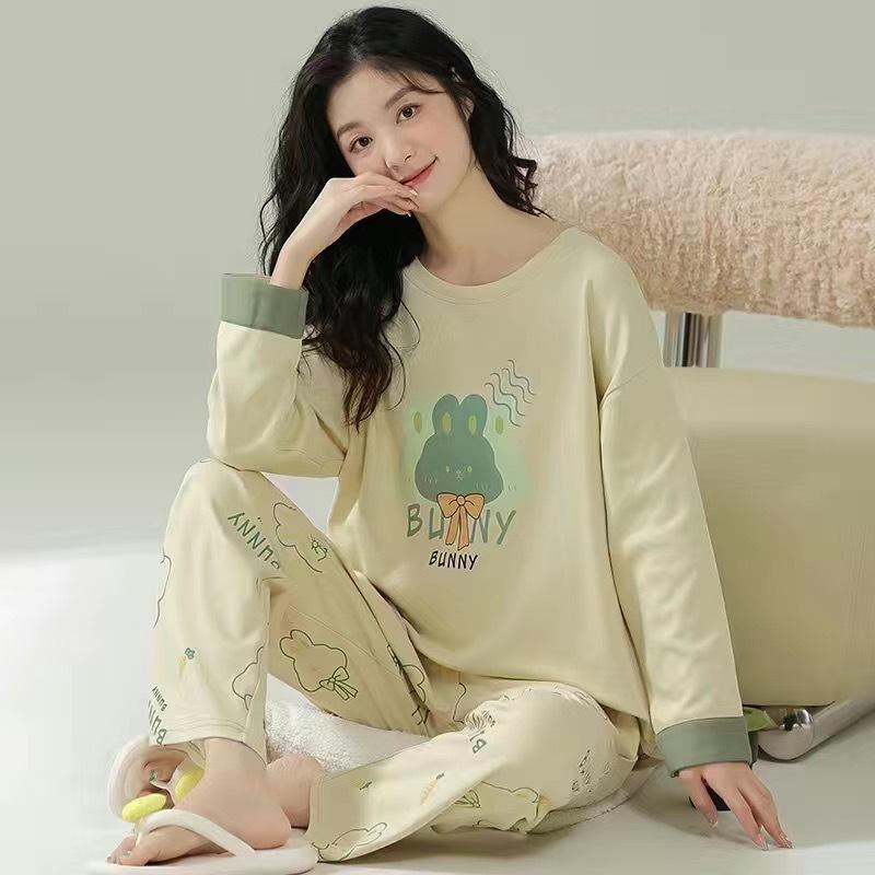 Женская весенне-осенняя пижама с рисунком, комплект домашней одежды для девочек, свободный комплект пижамы в студенческом стиле с длинным рукавом