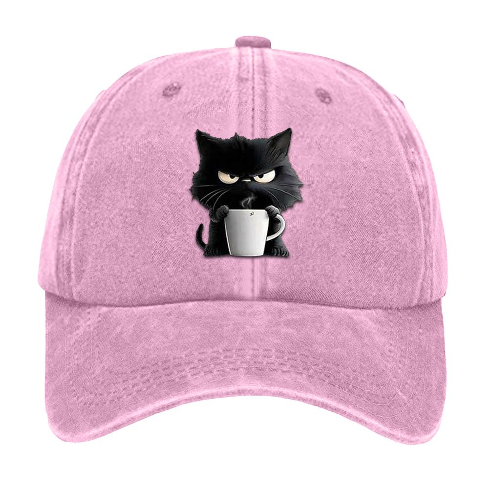 Хлопковая бейсболка Snapback Милый кот Регулируемая хлопковая кепка Бейсболка с принтом Кофе Кот для мамы бабушки любителя кошек