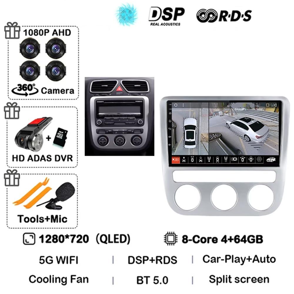 Android 14 для volkswagen vw scirocco eos 2009-2014 автомагнитола carplay Мультимедиа автоматическое головное устройство GPS-навигация стерео