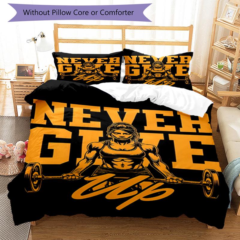 3pcs weightlifting Bedding Set Duvet Cover Closure Includes 1 Duvet Cover & 2 Pillowcases, Soft and Comfortable for All Seasons.