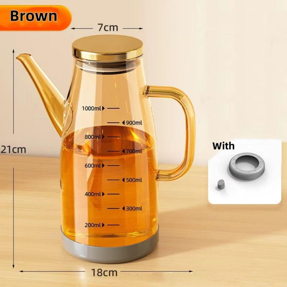 Leakproof Cooking Oil Bottle Rubber Base Soy Sauce Pot Multipurpose Glass Oil Cruet Container  Home