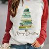 Свитшот с принтом рождественской елки - мягкий повседневный с длинным рукавом и круглым вырезом для осени и зимы - женская комфортная одежда