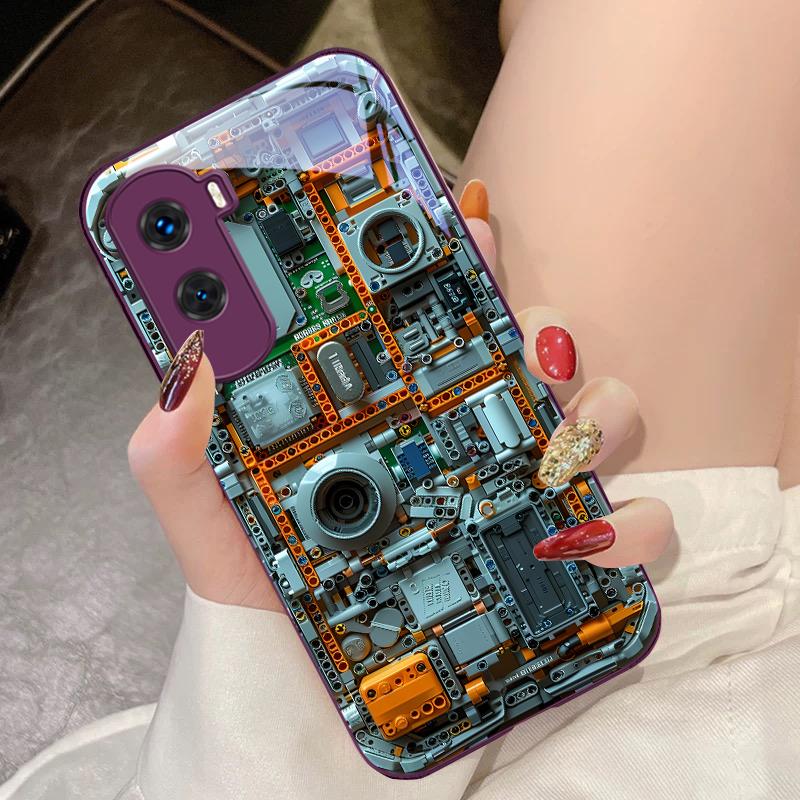 Механическое устройство Черный Для Honor 200 90 8X 9X Pro Lite P50 P40 Nova 10 11i P60 Magic4 6 Mate 20 50 Чехол для телефона из закаленного стекла