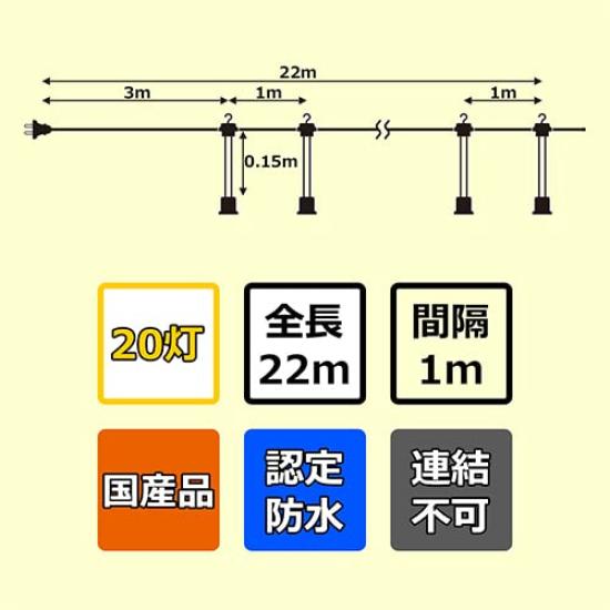 Тип фонаря 1м сертифицированный водонепроницаемый тип [Новый] 20-ламповый шнур, интервал, [Бытовой продукт] [Для фонарей/улицы]