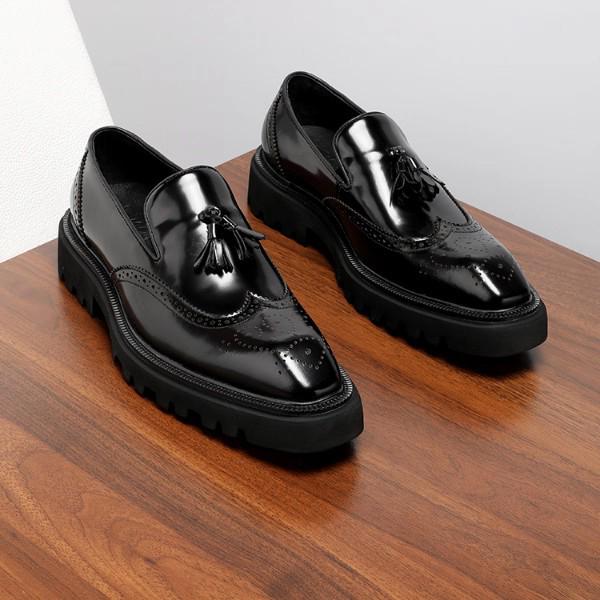 Мужские лоферы-броги больших размеров - Британские деловые лоферы с кисточками, повседневная кожаная обувь в корейском стиле.