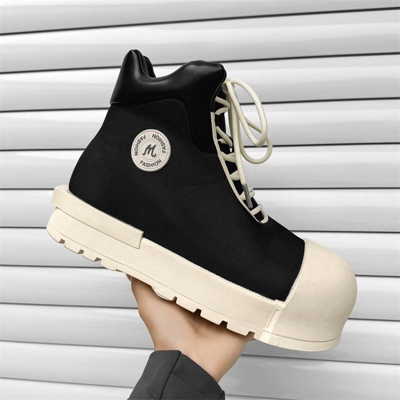 2025 новые черно-белые туфли с большим носком, усиленная толстая подошва, круглая носовая часть, универсальные высокие спортивные туфли, пара 7230-6230-J
