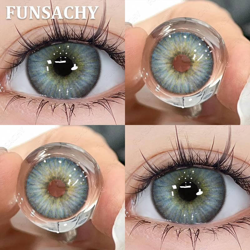 FUNSACHY 2 шт. Синие контактные линзы, натуральные контактные линзы для глаз, красивые линзы для глаз, косметические зрачки, зеленые цветные линзы