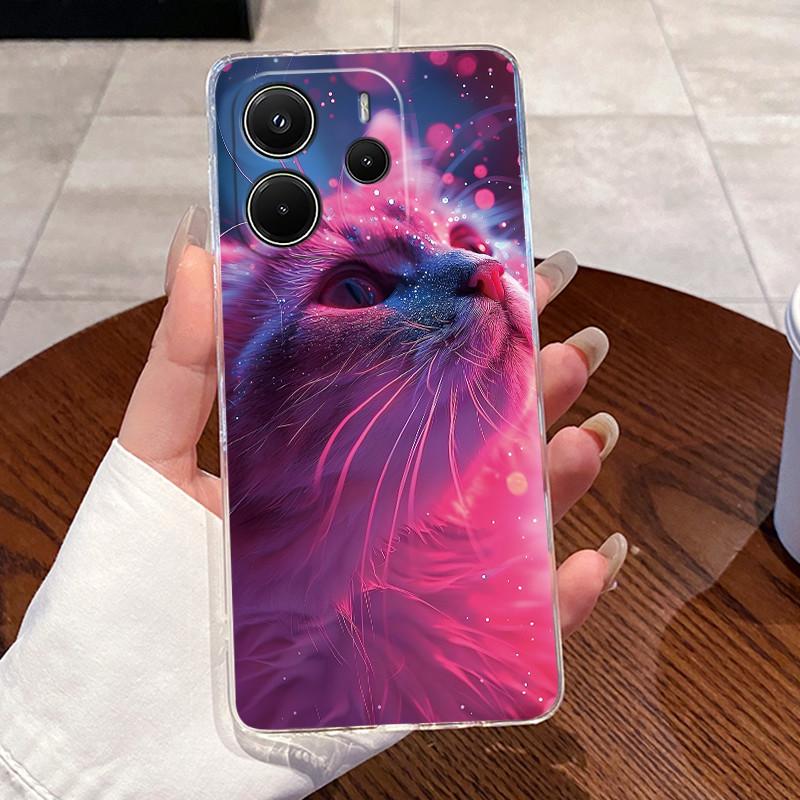 Back Cover For Redmi Note 14 5G Case Transparent Silicone Aesthetic Luxury Fashion Cute Cat Casing Shockproof Bumper 24094RAD4G