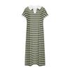 Women's Fashion V-Neck Striped Low Split Lapel Long Sleeveless Casual Dresses