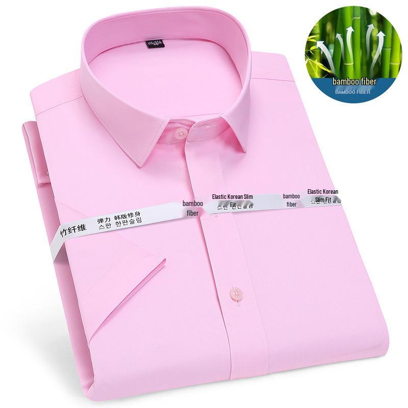 Golden Shield Men's Short Sleeve Bamboo Fiber Non-Iron Business Shirt