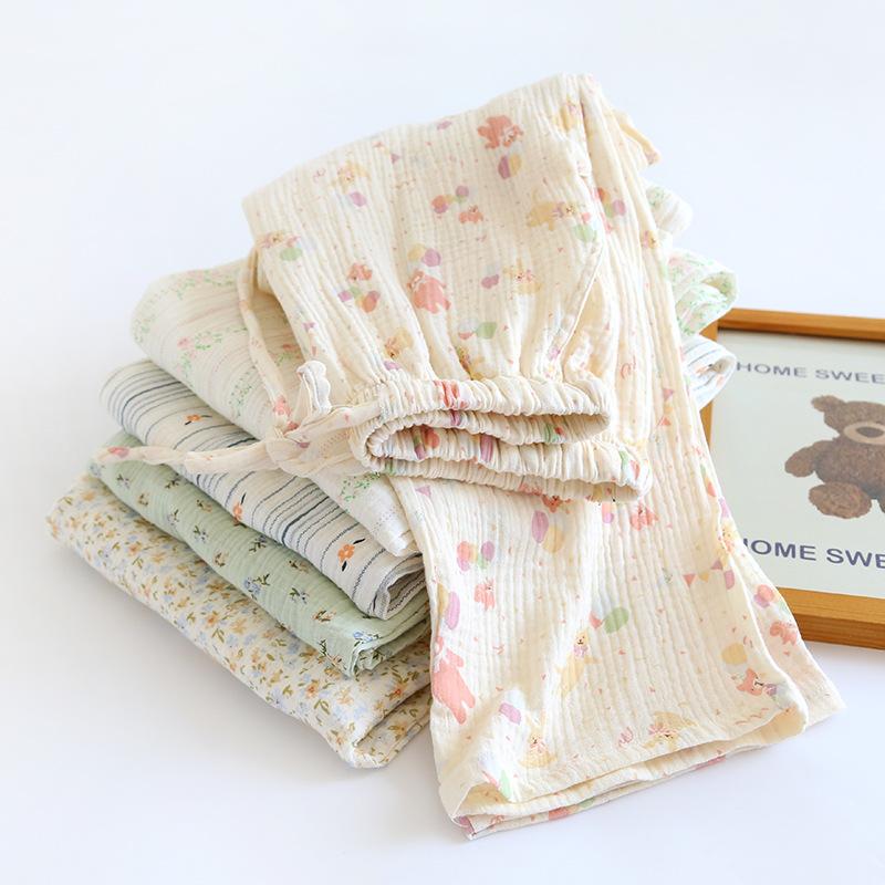 Весна Лето Женские Пижамы Хлопковые Штаны Женские Удобные Свободные Домашние Штаны Тонкие Брюки Карманы