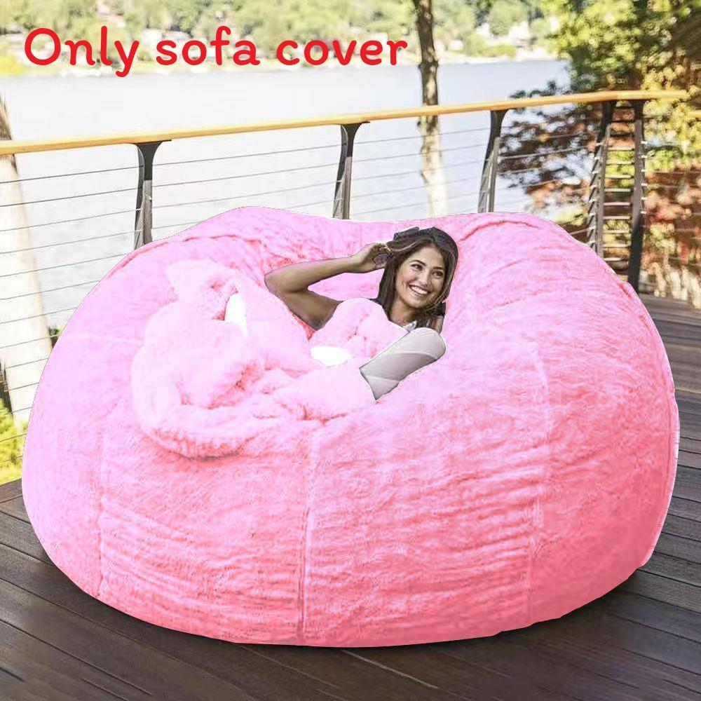 Solid Color Large Soft Plush Portable Living Room Lazy Sofa Cover Bean Cover Bag