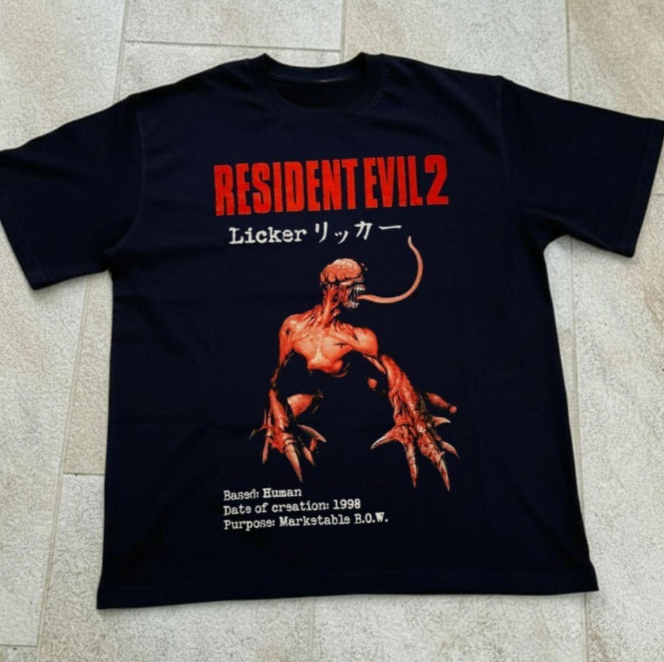 Retro Resident Evil 2 Lick Eater T-shirt Horror Game Pattern T-shirt Fan Gift T-shirt Printed Pattern Retro Casual Daily T-shirt
