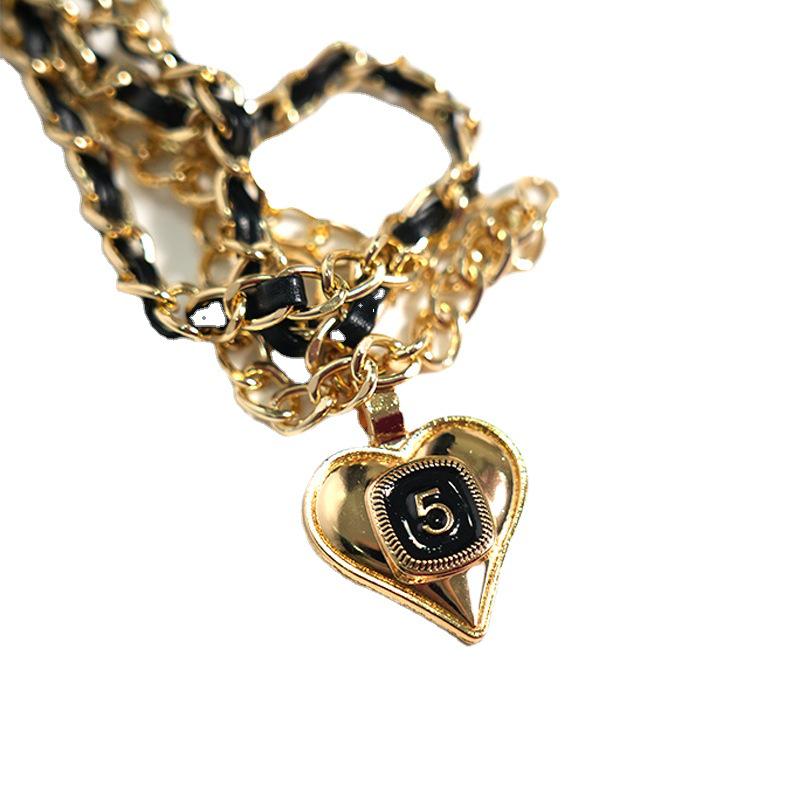 Retro Heart Waist Chain: Women's Fragrance-Style Metal Belt Accessory