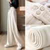 Winter High Waist Wide Legged Pants For Women Elastic Waist Corduroy Floor Length Trousers