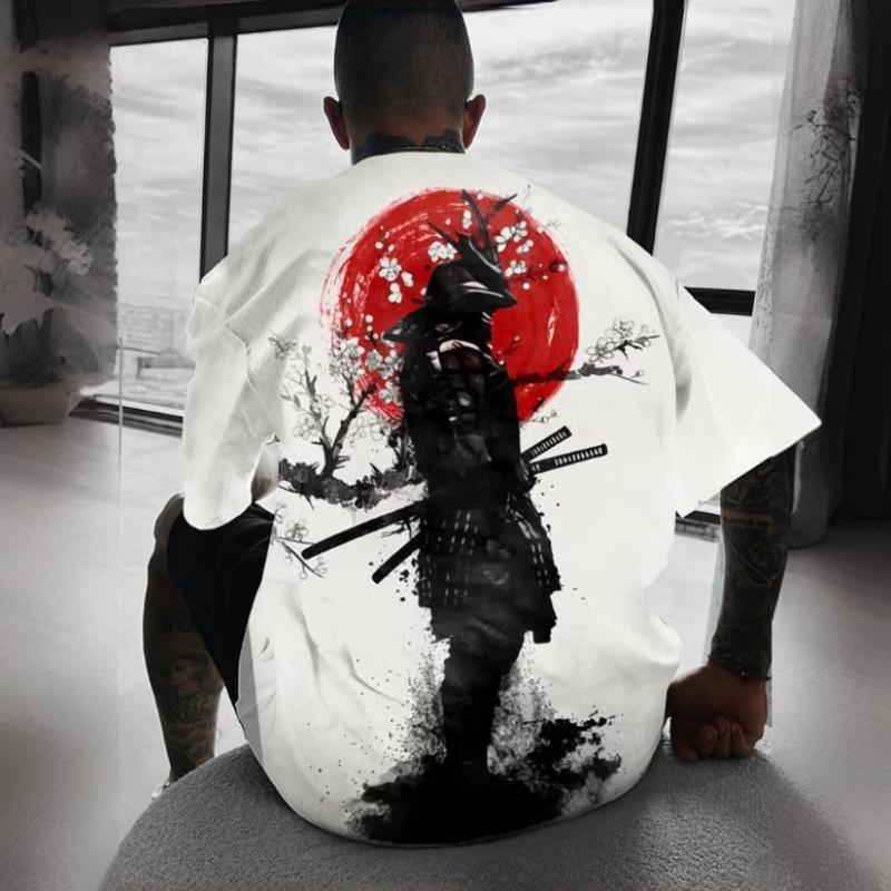 3D Самурай Принт Мужская футболка Ретро Оверсайз Футболка с коротким рукавом Для Мужчин Уличная мода Мужская одежда Летний быстросохнущий пуловер Топ