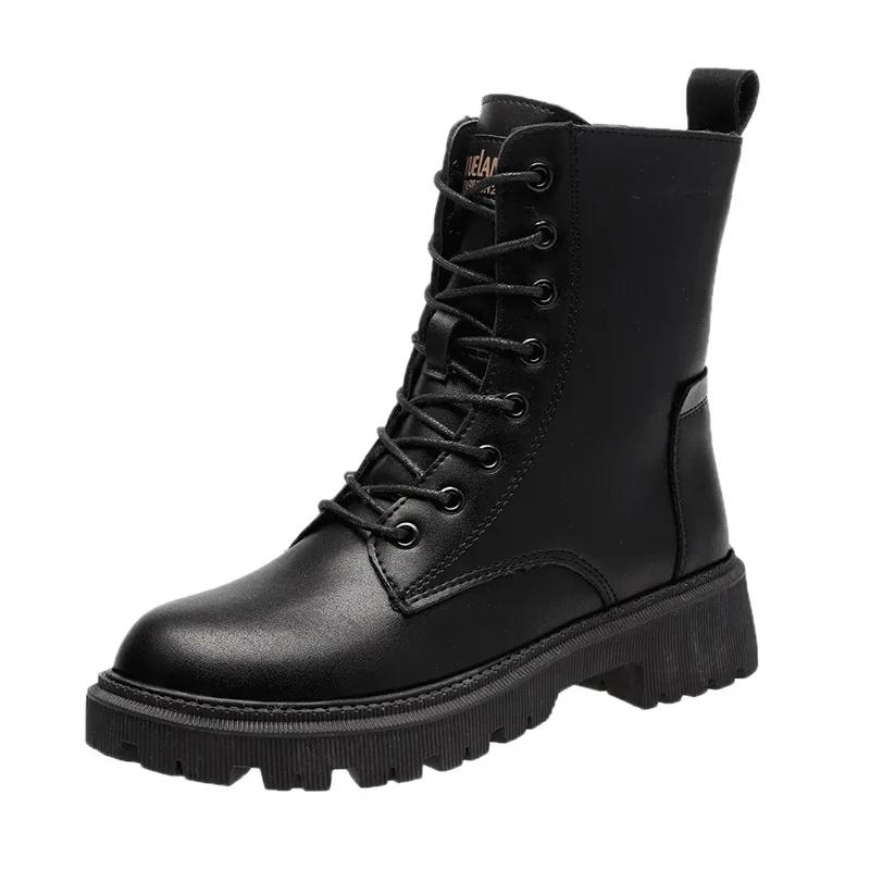 New Spring and Autumn Summer Black Summer Thick Soled Short Boots British Style Midsole Boots