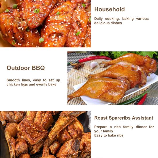 Стойка для гриля на ножке куриного крылышка для барбекю, равномерный нагрев с поддоном, универсальный набор держателей для жарки из нержавеющей стали