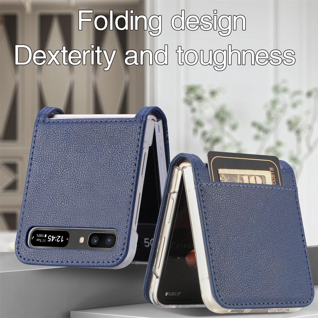 Кожаный складной чехол для серии Samsung Galaxy Z Flip со слотом для карт