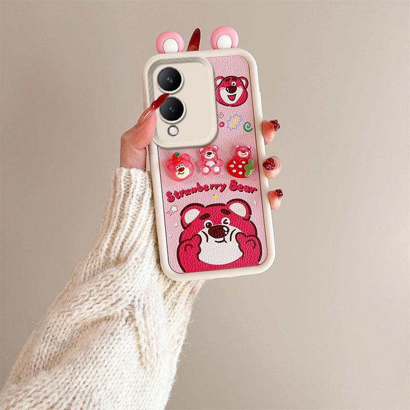 KEYSION Милый чехол с 3D-мультяшным изображением уха для VIVO Y17S с браслетом, мягкий силиконовый противоударный чехол для телефона VIVO Y17S 4G