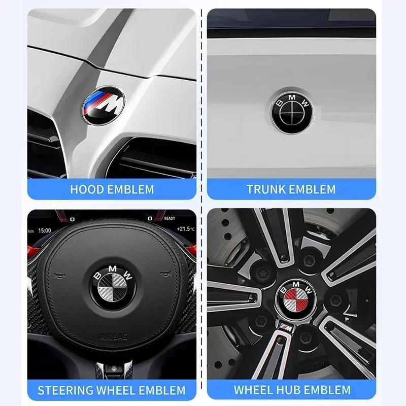 LRIMO1 7pcs Front Hood Emblem Car 50th Anniversary Logo 82mm+Rear Badge 74mm+Wheel Hub Cap 68mm Decoration Cover Styling for BMW M
