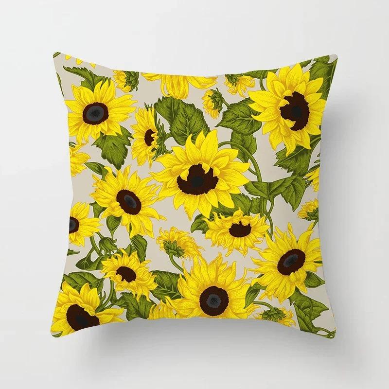 Office Living Room Home Pillowcase Sunflower Print Pattern Pillowcase Car Ornaments