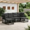 Outdoor Sofa Set Black Polyester