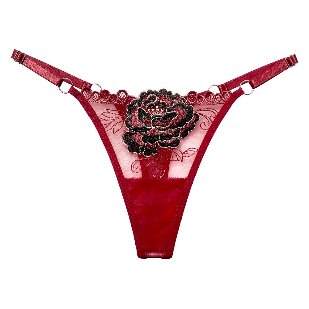 Mature Style Women's Breathable Mesh Low-Rise Adjustable Thong