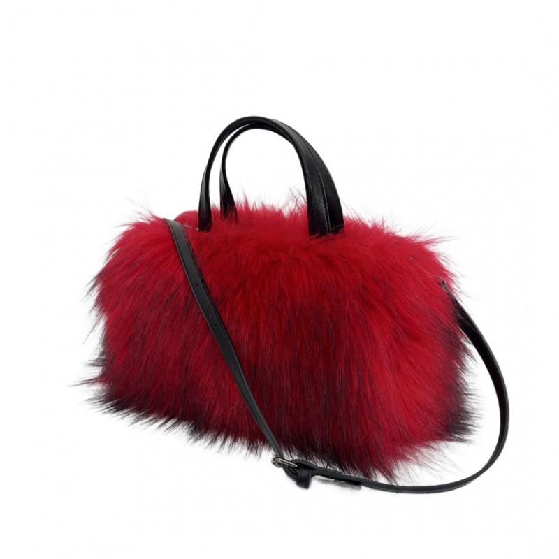 Womens Plush Tote Bag Faux Raccoon Fur Crossbody Handbag Pillow Shape Y2K Sweet Cool Style