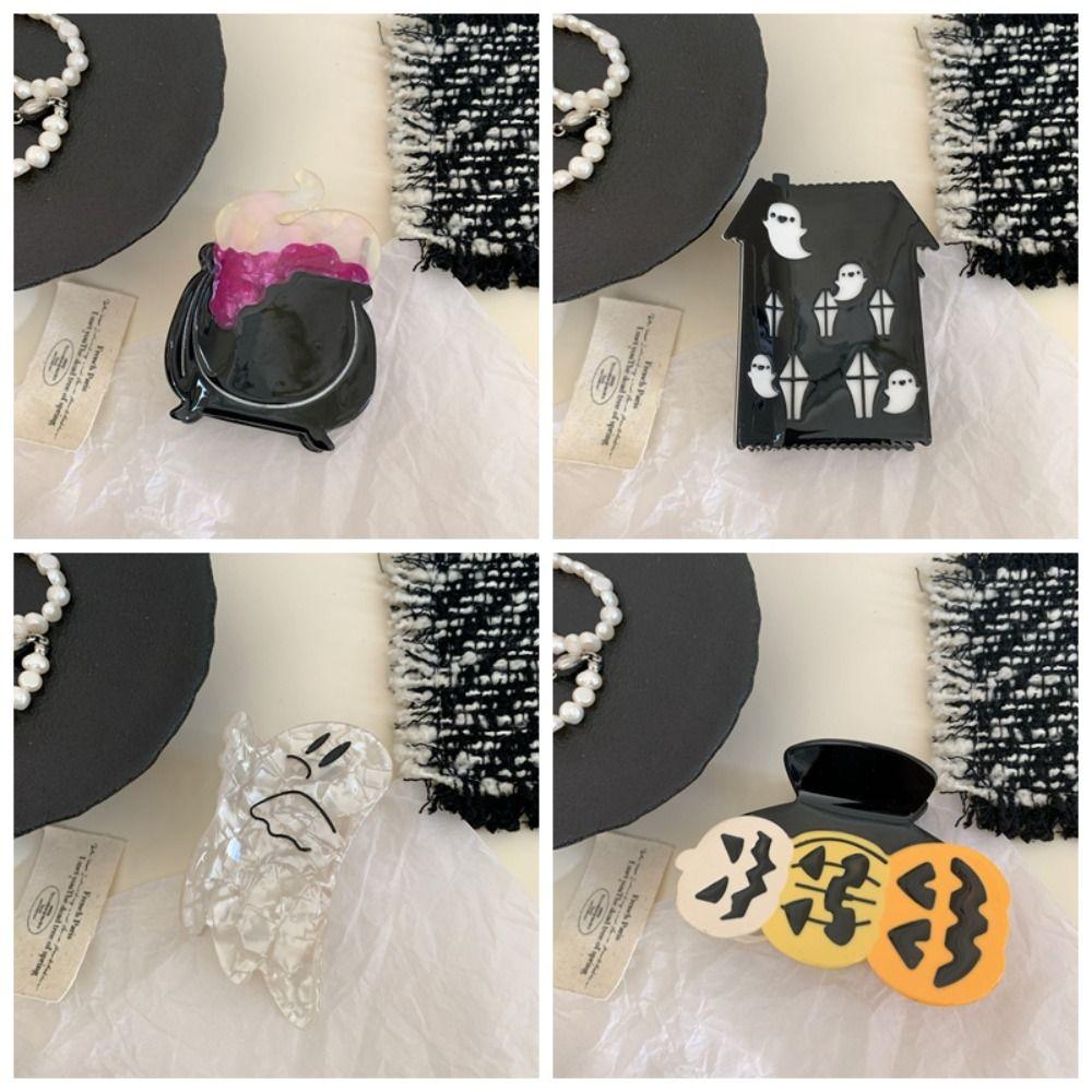 Ghost Halloween Shark Clip Waterproof Acetic Acid Hair Claw Pumpkin Shark Clip  Travel
