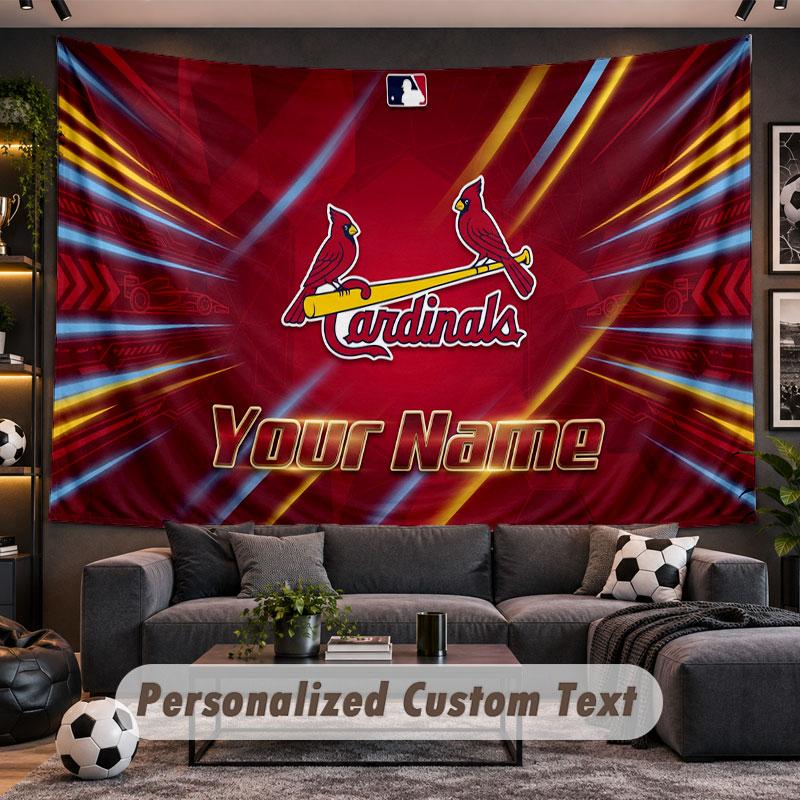 Wall Hanging Tapestry Custom NameSt. Louis Cardinals Pattern Personalized Printed Fabric Wall Decor