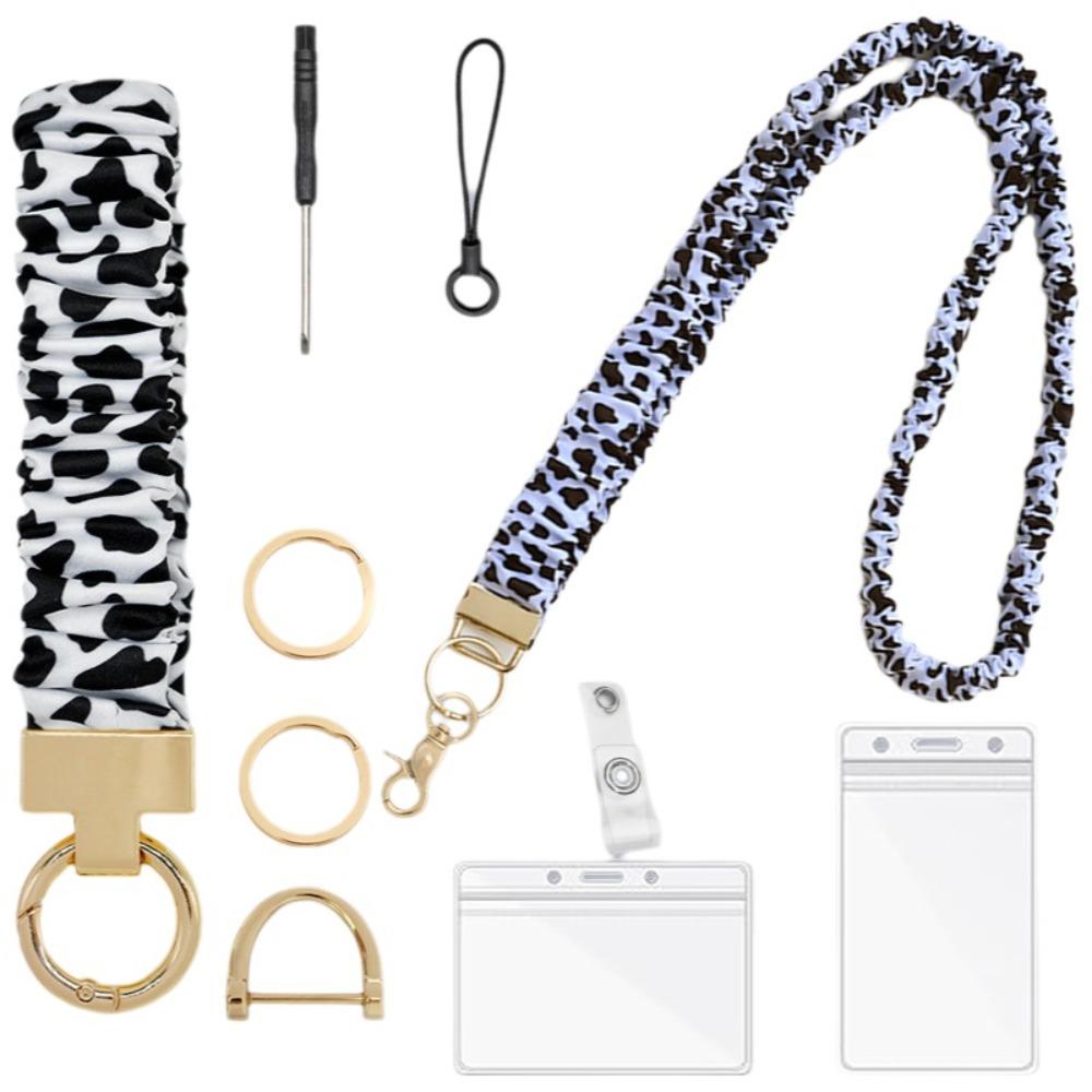 Stretchy Scrunchie Style ID Badge Lanyard Luxury Female Keychain Professional Teacher