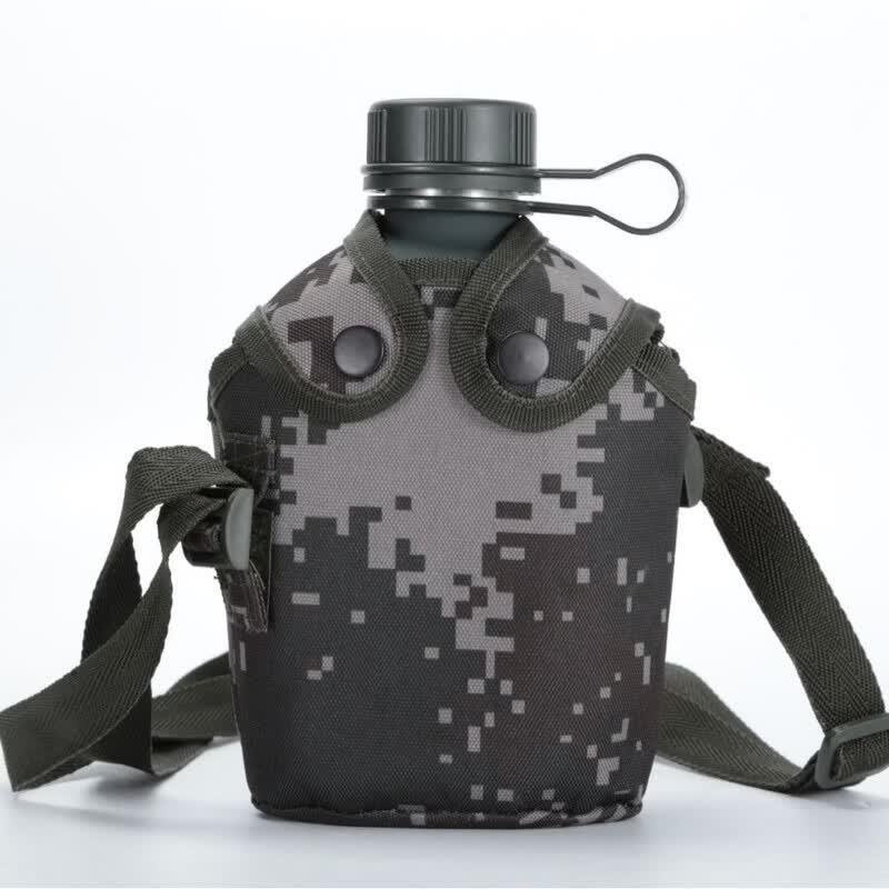 Miao Ang Outdoor Portable Aluminum Flat Water Bottle with Strap