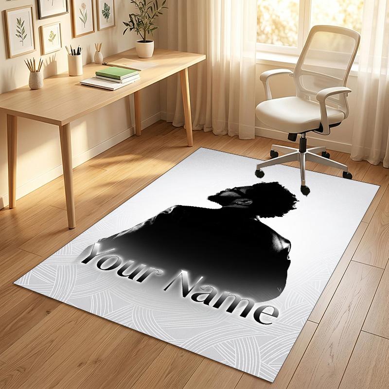 Personalized Crystal Velvet Carpet,The Weeknd Custom Printed Name, Plush Area Rug For Home Indoor Decor