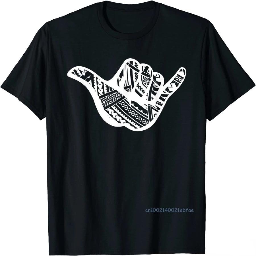 Polynesian Tattoo Shaka Tribal Print T-Shirt Unisex Tee Fashion Casual Cotton Tshirts Summer Daily Black Tops Oversized T Shirt