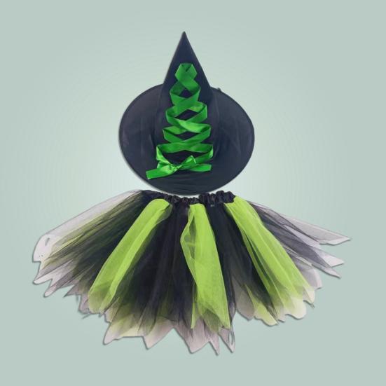 Chiffon Skirts Hat Set Adult Kids Gauze Tulle Ballet Skirt Pleated Fluffy Skirt Ruffles Mesh Halloween Costume