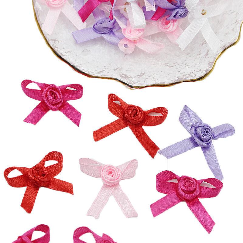 (50pcs / мешок) 3,5*4 см Розовые Полиэстеровые Ручной Работы Односторонние Банты для Рождественской Упаковки Подарков Однотонные Банты для Аксессуаров для Волос