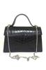 Women's Stylish and Useful Evening Dress Bag Women's Silvery Black Breasted Fabric Silver Chain Strap Evening Bag