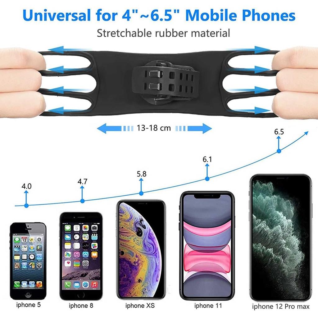 Bike Phone Mount 2Pcs, Universal Motorcycle Phone Holder for Bike, 360°Rotation Silicone Bicycle Phone Holder Handlebar Phone Mount Compatible