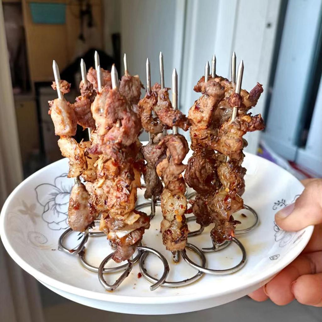 D5 10Pcs Air Fryer Skewer Stand Vertical Stainless Steel BBQ Holder Food Grade Oven Skewers Home Kitchen Picnic Grilling Kabobs