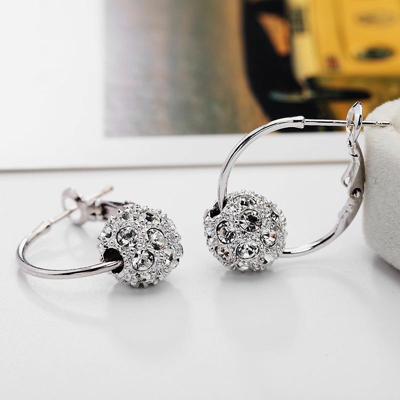 Wedding Party Wearing Woman Female Crystal Ball Fashion Alloy Drop Earrings Gift for Friend AVE