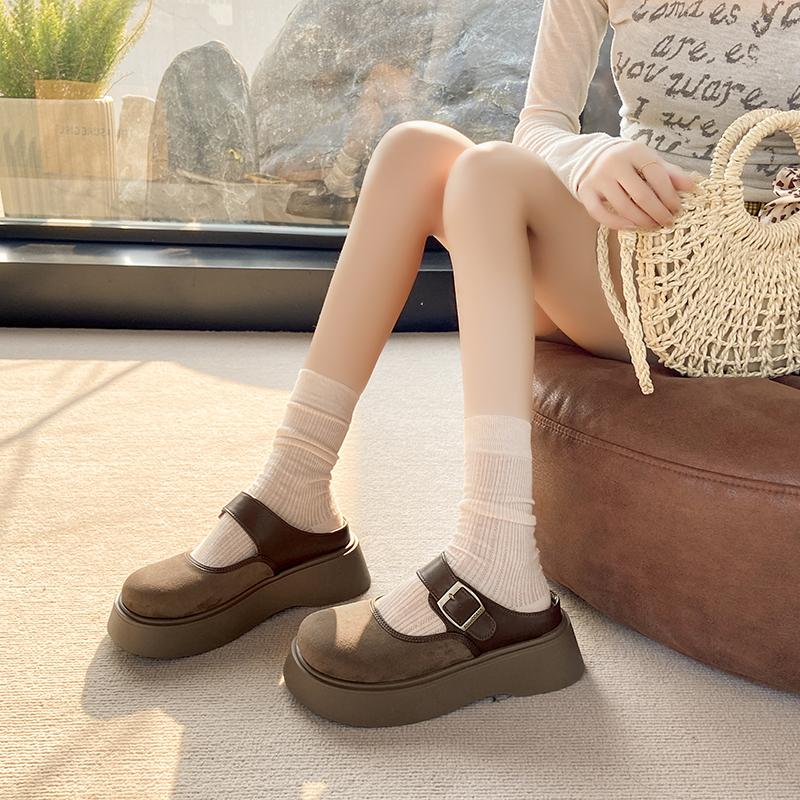Модные винтажные женские удобные мюли на платформе CRLAYDK с регулируемой пряжкой, шлепанцы слипоны с закрытым носком, повседневная обувь для ходьбы для леди